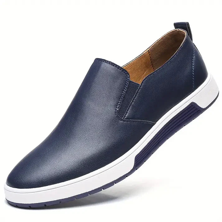 Men’s Leather Slip-On Sneakers | Classic Style | Casual Comfort with Grip Sole