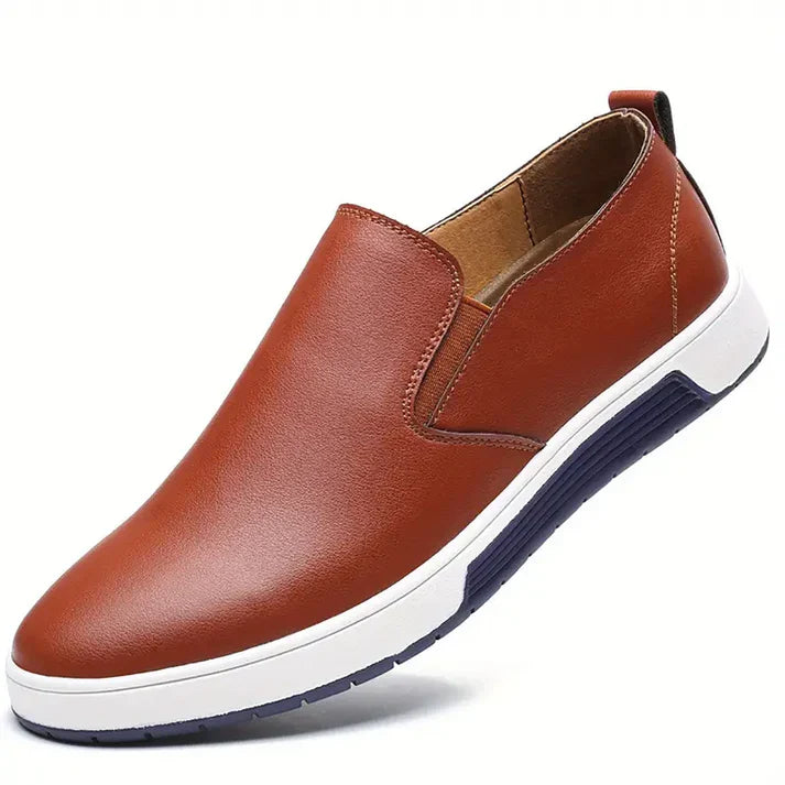 Men’s Leather Slip-On Sneakers | Classic Style | Casual Comfort with Grip Sole