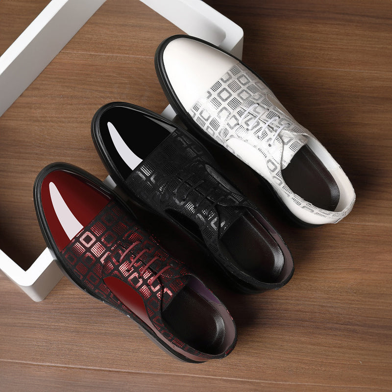 Luxe Derby Shoes for Men | Patent Leather & Embossed Texture | Formal Shine Statement
