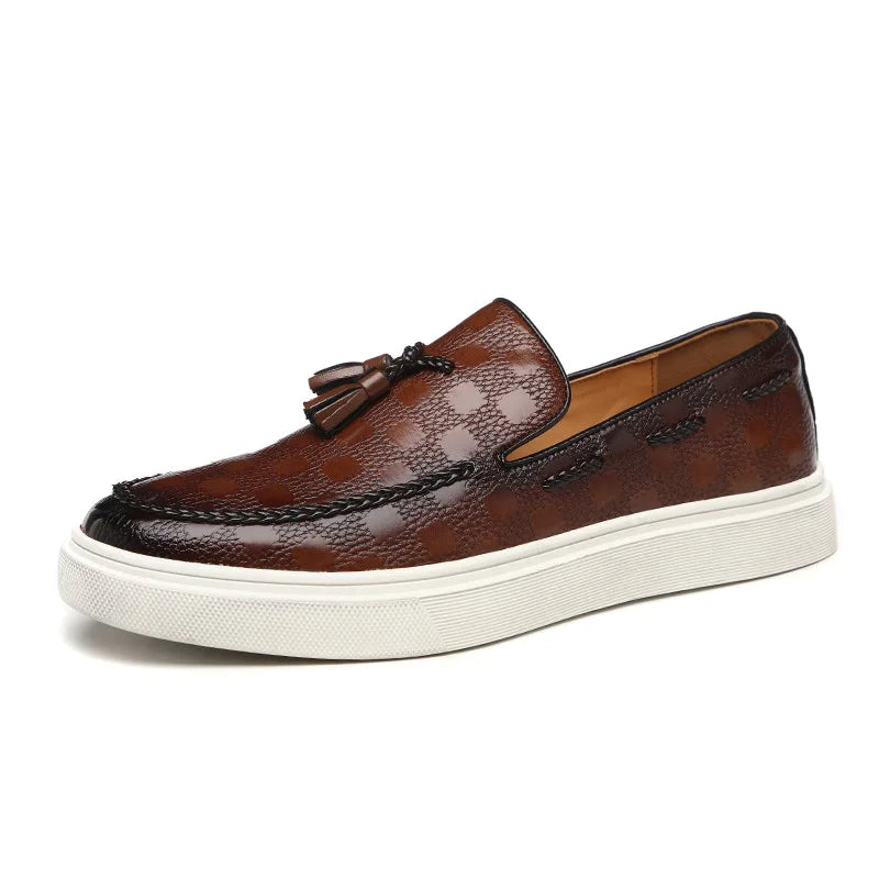 Leather Slip-On Loafers | Casual-Chic Sneakers | Woven Detail & Contrast Sole