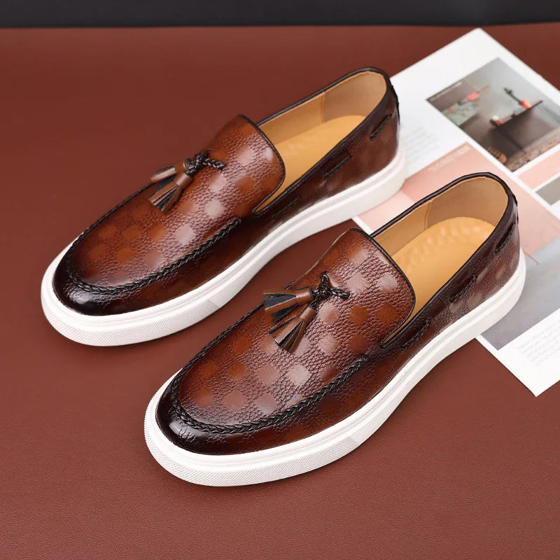 Leather Slip-On Loafers | Casual-Chic Sneakers | Woven Detail & Contrast Sole
