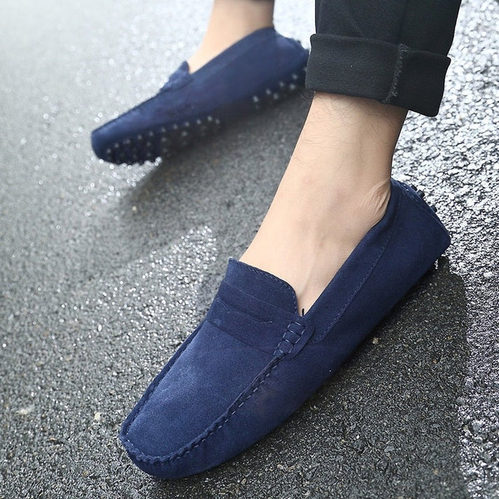 Men’s Driving Loafers | Suede-Look Moccasins | Slip-On Comfort with Studded Sole