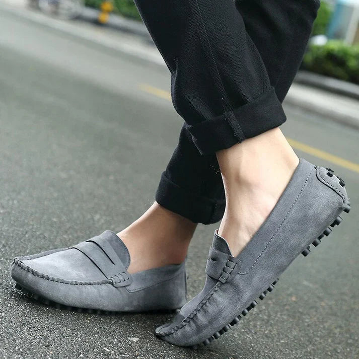 Men’s Driving Loafers | Suede-Look Moccasins | Slip-On Comfort with Studded Sole