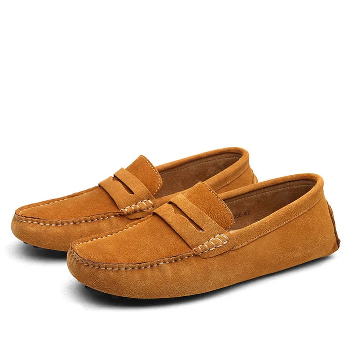 Men’s Driving Loafers | Suede-Look Moccasins | Slip-On Comfort with Studded Sole