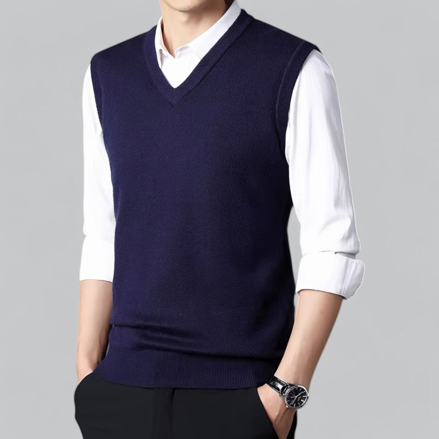 Knitted Sleeveless Vest | V-Neck | Classic & Layered Comfort