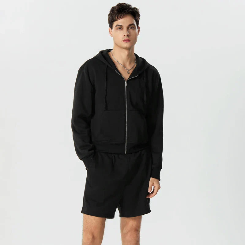 Fleece Zip-Up Hoodie Set | Soft Minimalist Loungewear | Everyday Comfort