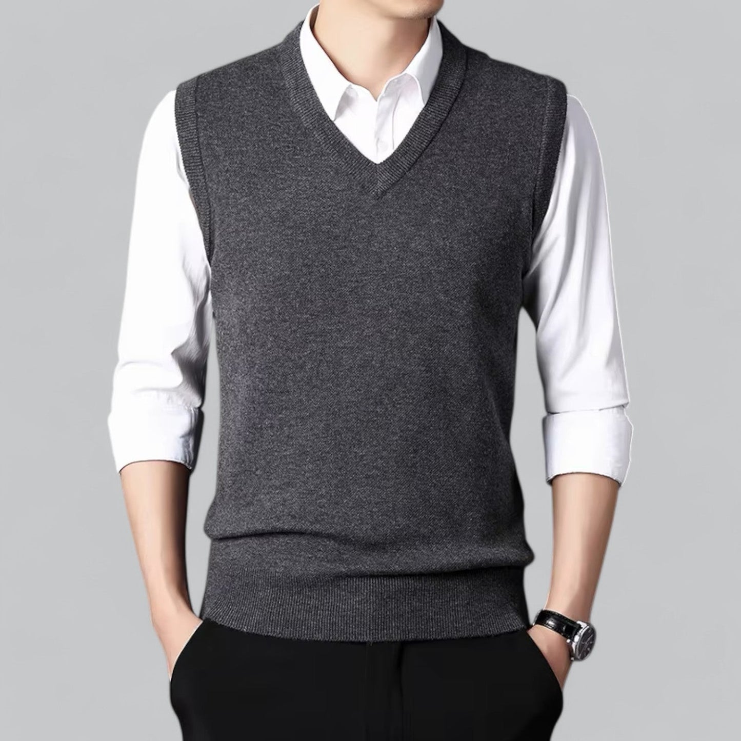 Knitted Sleeveless Vest | V-Neck | Classic & Layered Comfort