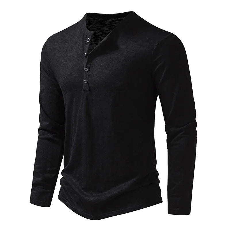 Men’s Henley Long Sleeve Shirt | Button Neckline | Everyday Casual Essential