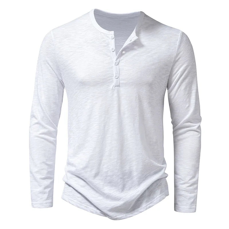 Men’s Henley Long Sleeve Shirt | Button Neckline | Everyday Casual Essential