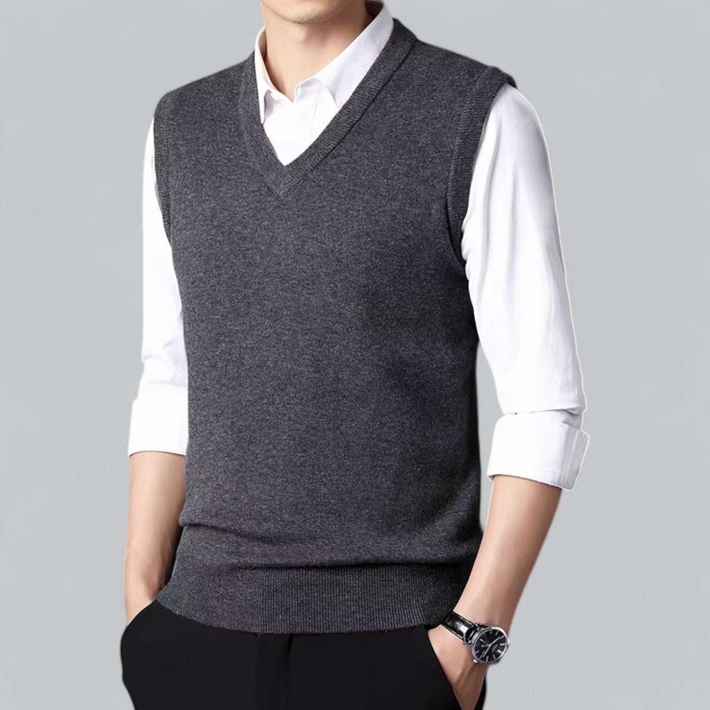 Knitted Sleeveless Vest | V-Neck | Classic & Layered Comfort