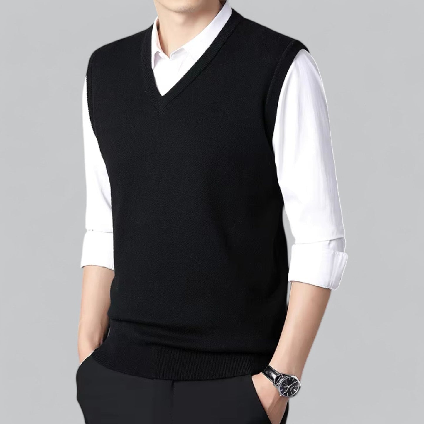 Knitted Sleeveless Vest | V-Neck | Classic & Layered Comfort