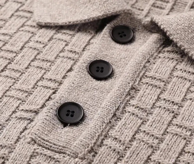 Knitted Polo Sweater | Textured Knit | Warm and Elegant