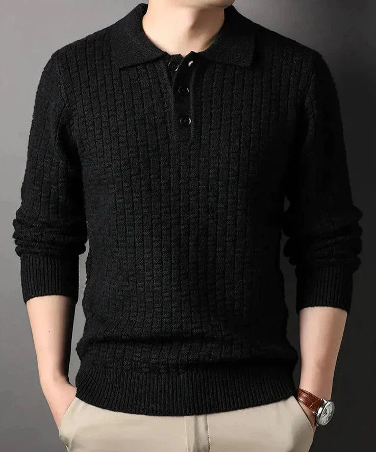 Knitted Polo Sweater | Textured Knit | Warm and Elegant