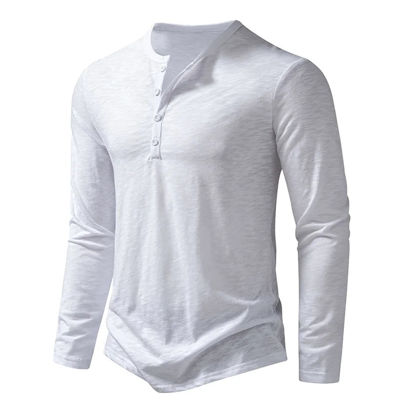 Men’s Henley Long Sleeve Shirt | Button Neckline | Everyday Casual Essential