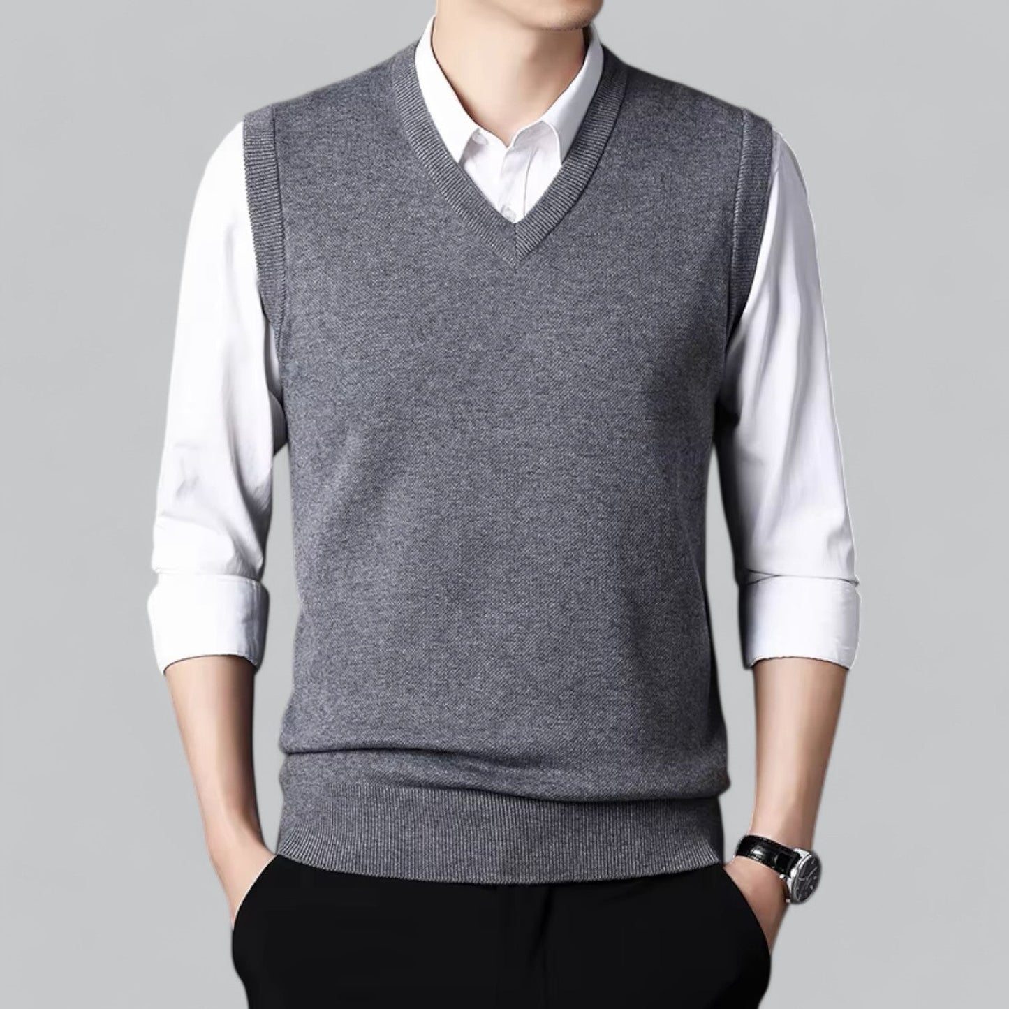 Knitted Sleeveless Vest | V-Neck | Classic & Layered Comfort