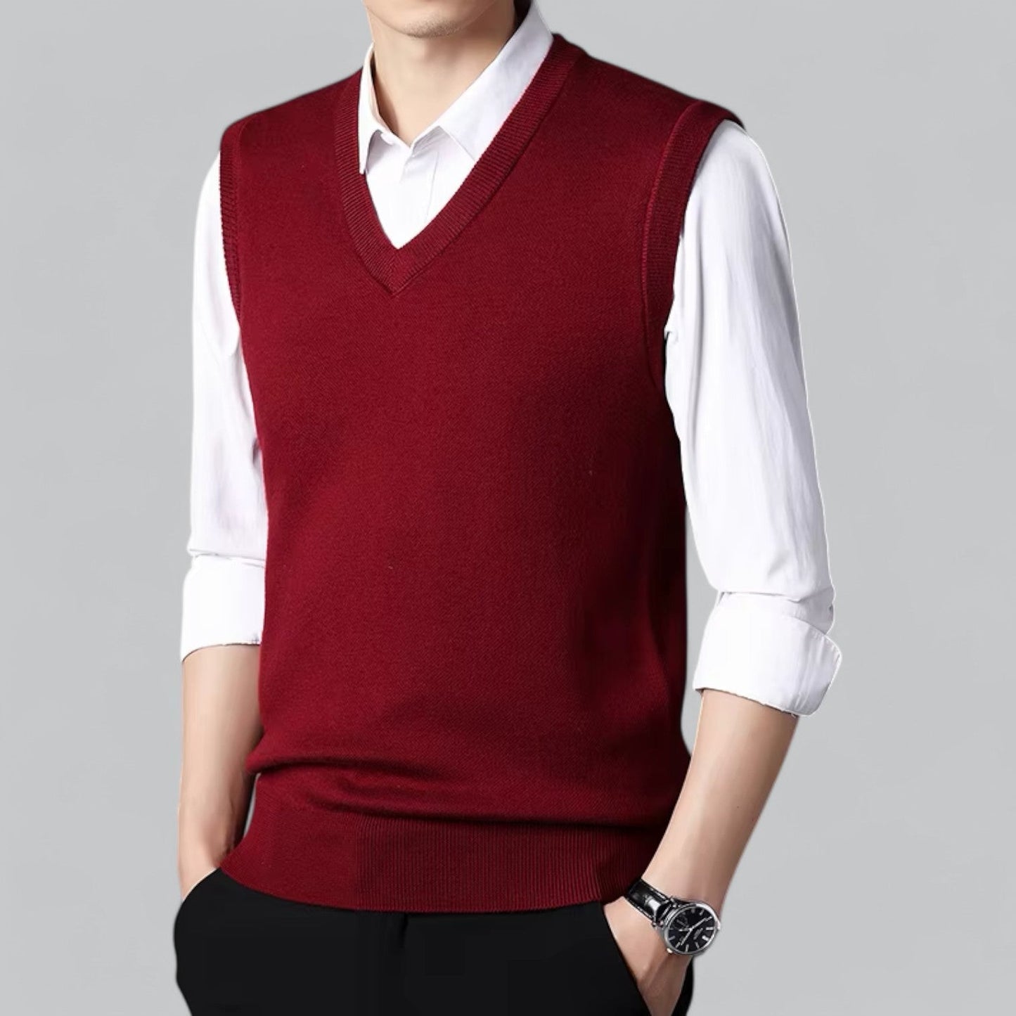 Knitted Sleeveless Vest | V-Neck | Classic & Layered Comfort