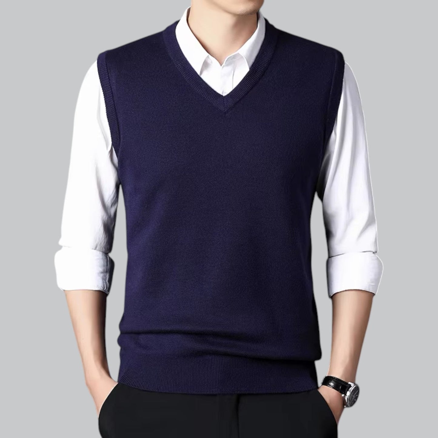 Knitted Sleeveless Vest | V-Neck | Classic & Layered Comfort