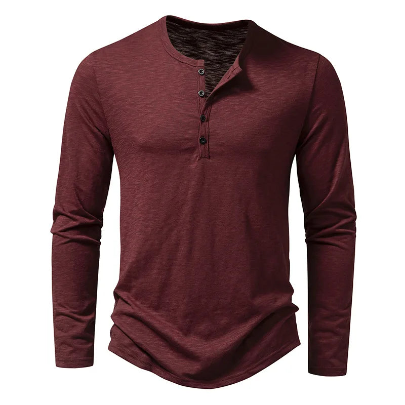 Men’s Henley Long Sleeve Shirt | Button Neckline | Everyday Casual Essential