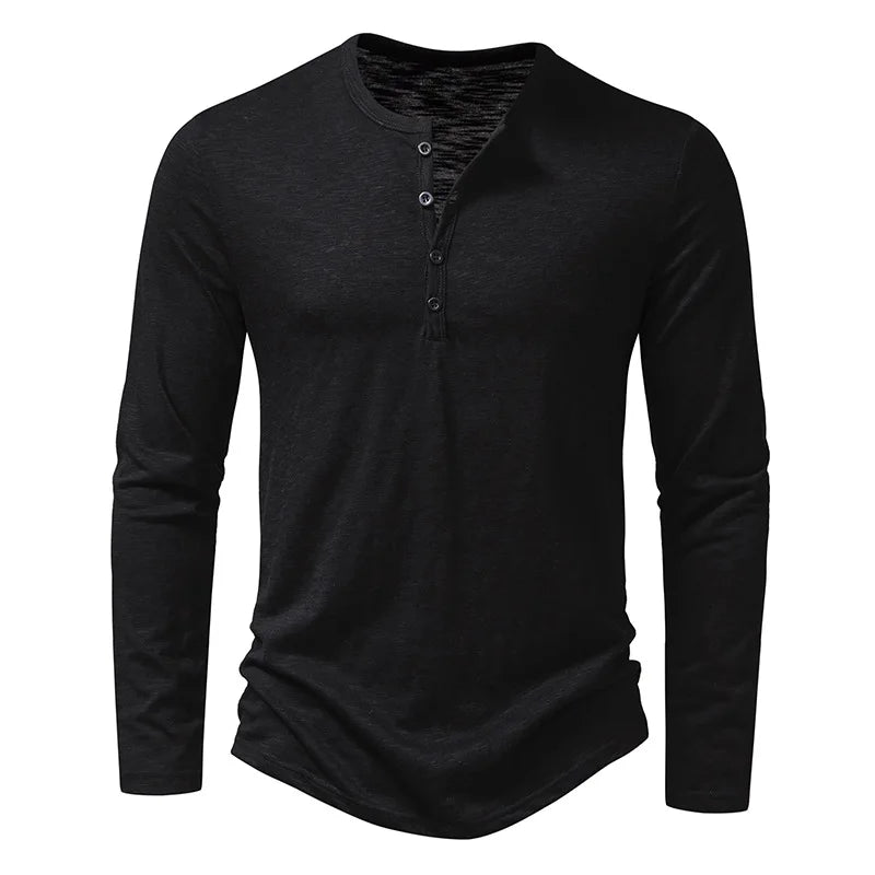 Men’s Henley Long Sleeve Shirt | Button Neckline | Everyday Casual Essential