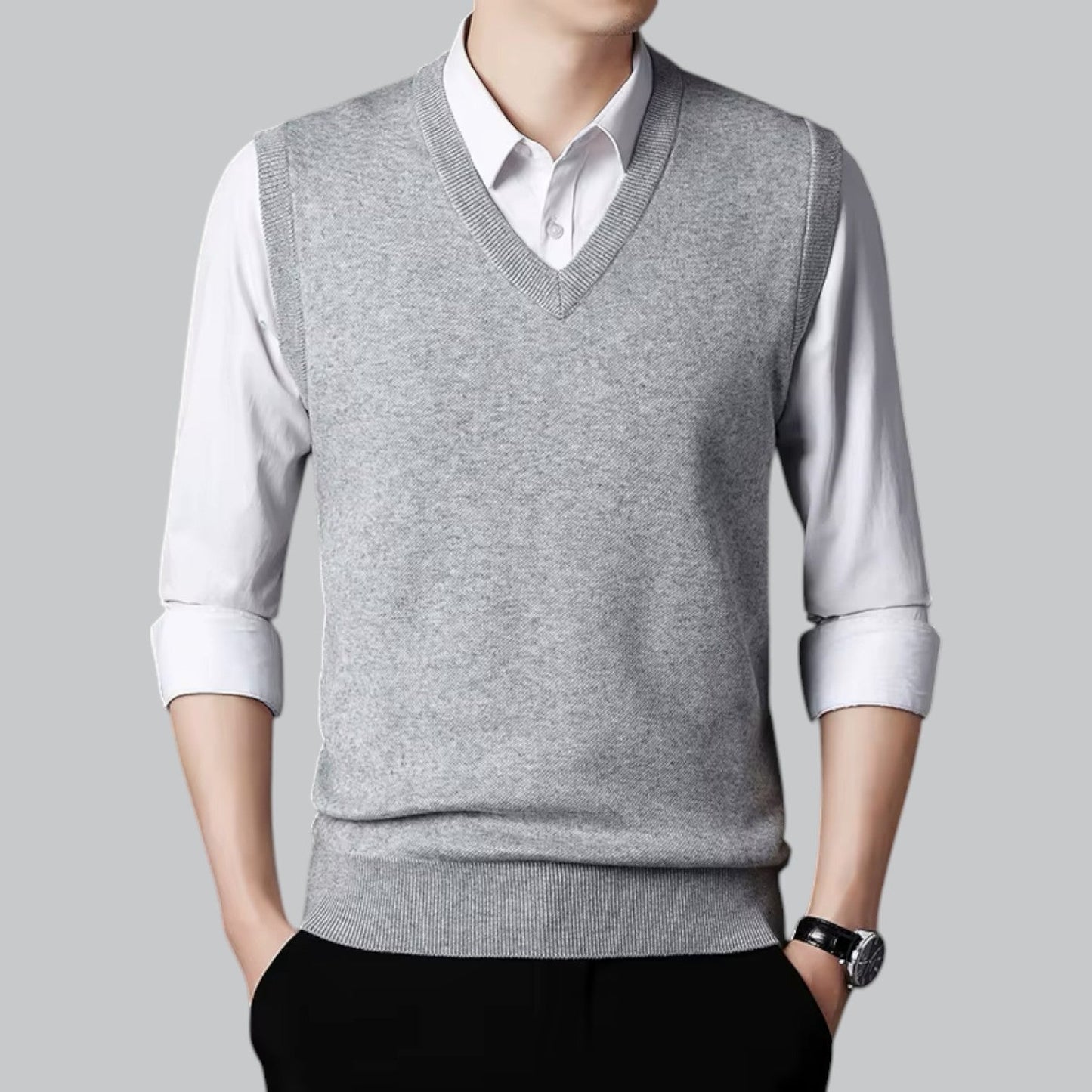 Knitted Sleeveless Vest | V-Neck | Classic & Layered Comfort