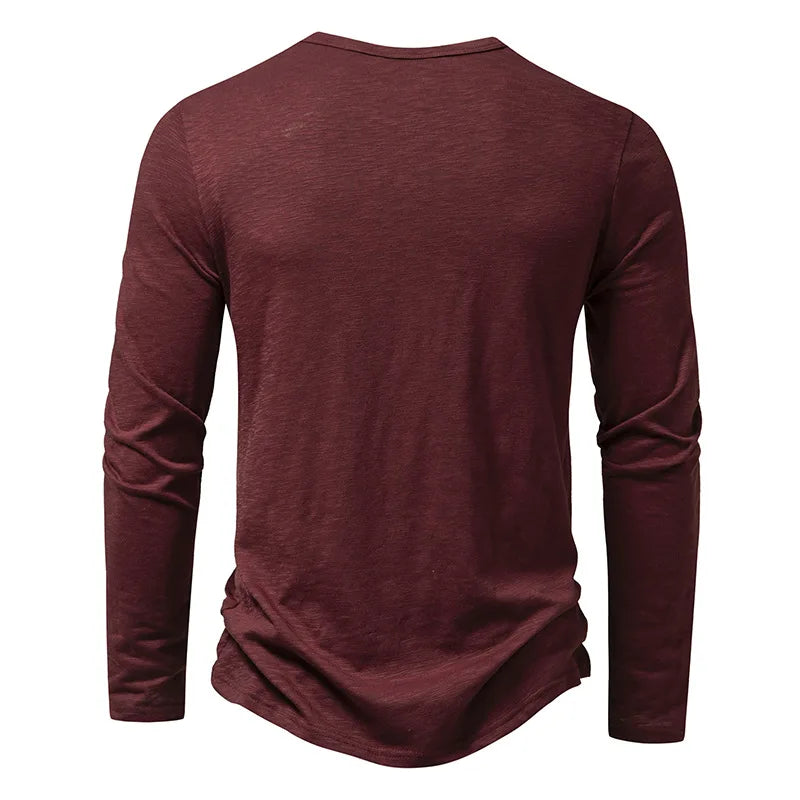 Men’s Henley Long Sleeve Shirt | Button Neckline | Everyday Casual Essential