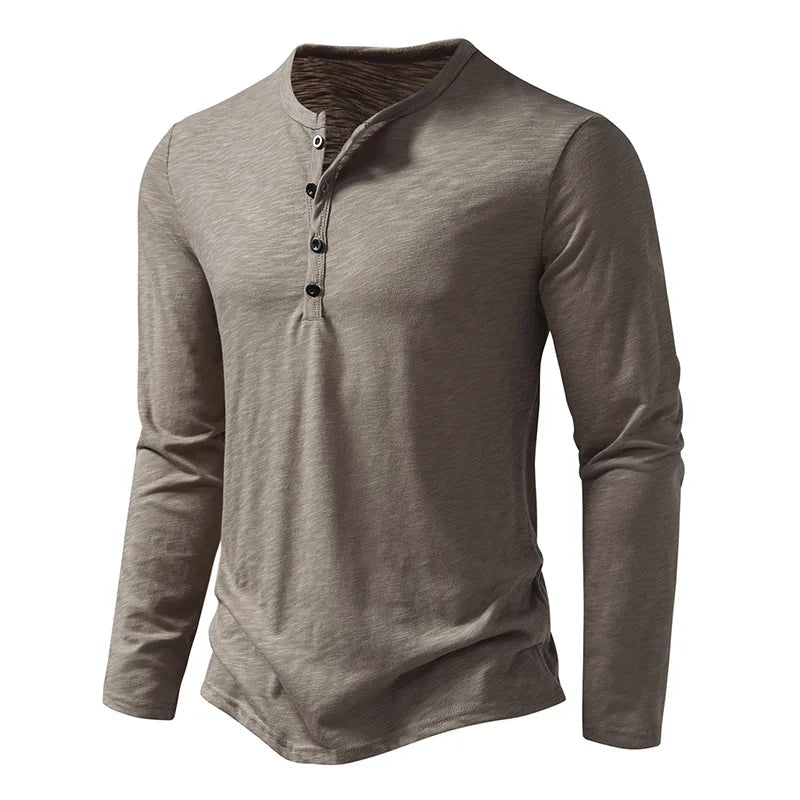 Men’s Henley Long Sleeve Shirt | Button Neckline | Everyday Casual Essential