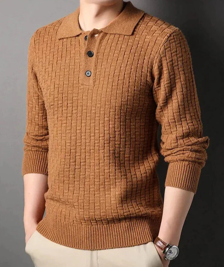 Knitted Polo Sweater | Textured Knit | Warm and Elegant