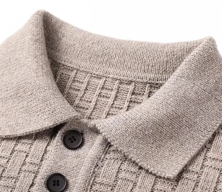 Knitted Polo Sweater | Textured Knit | Warm and Elegant