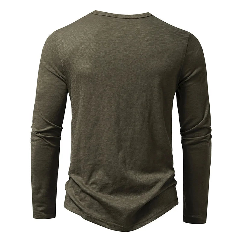 Men’s Henley Long Sleeve Shirt | Button Neckline | Everyday Casual Essential