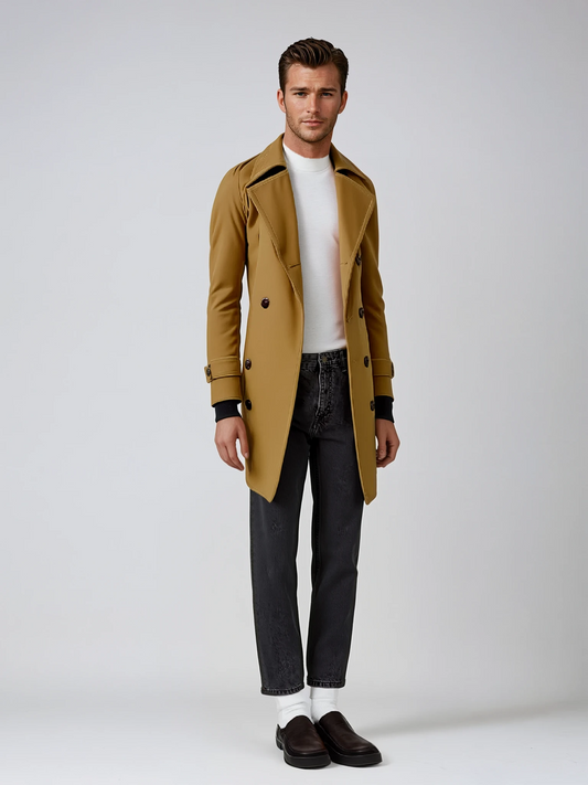Long Trench Coat for Men | Slim Fit | Classic City Style