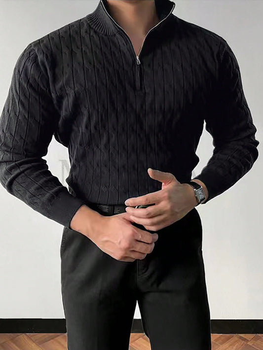 Zip Neck Knitted Sweater | Slim Fit | Elegant & Comfortable