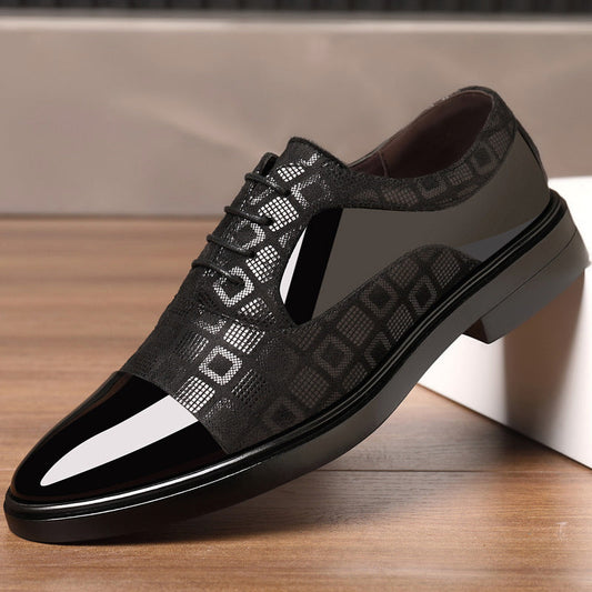 Luxe Derby Shoes for Men | Patent Leather & Embossed Texture | Formal Shine Statement