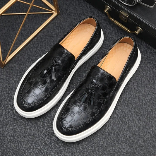Leather Slip-On Loafers | Casual-Chic Sneakers | Woven Detail & Contrast Sole
