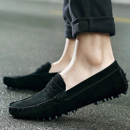 Men’s Driving Loafers | Suede-Look Moccasins | Slip-On Comfort with Studded Sole
