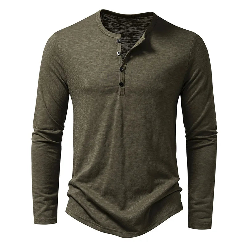 Men’s Henley Long Sleeve Shirt | Button Neckline | Everyday Casual Essential