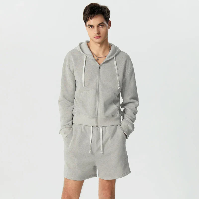 Fleece Zip-Up Hoodie Set | Soft Minimalist Loungewear | Everyday Comfort