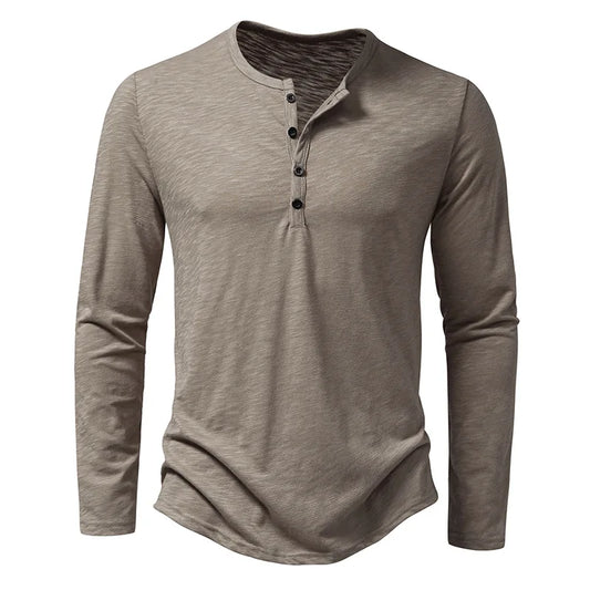 Men’s Henley Long Sleeve Shirt | Button Neckline | Everyday Casual Essential