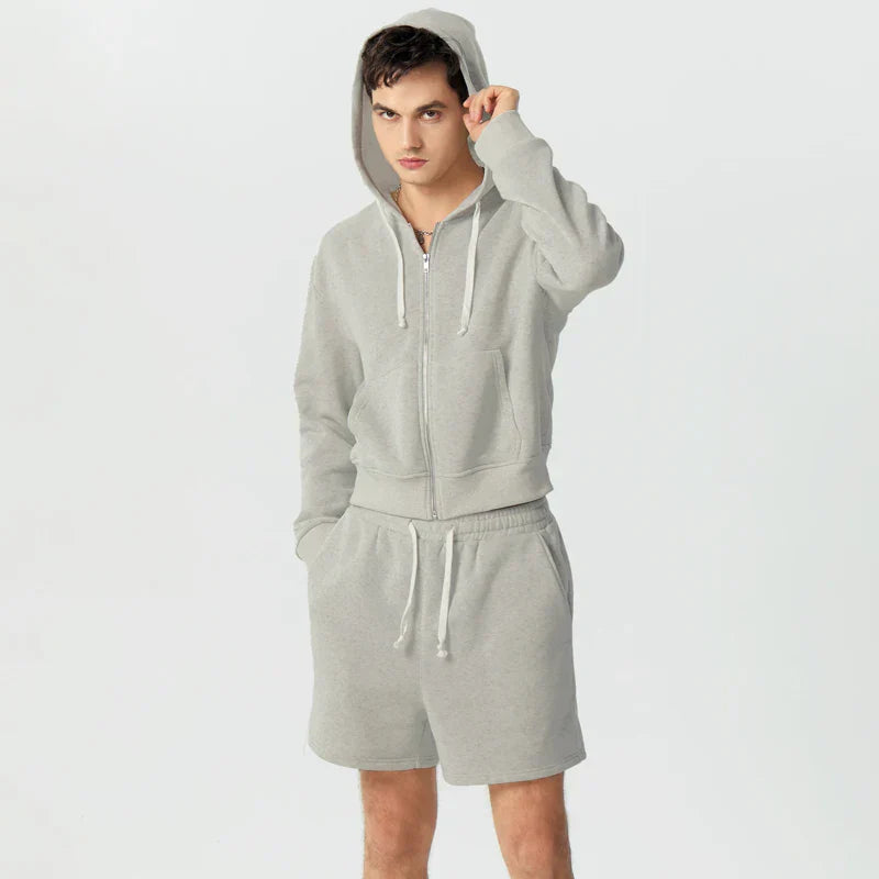 Fleece Zip-Up Hoodie Set | Soft Minimalist Loungewear | Everyday Comfort